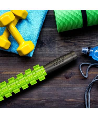 Relaxdays Massage Roller with Handle Trigger Point Self-Massage for Neck Back & Legs | Muscle Fascia Roller in Black-Green - Buy Online on GoSupps.com