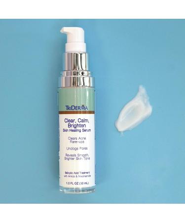 TriDerma Clear Calm & Brighten Serum | 2% Salicylic Acid & Niacinamide for Acne Blemishes & Pore Unclogging - 1 oz - Buy Online on GoSupps.com