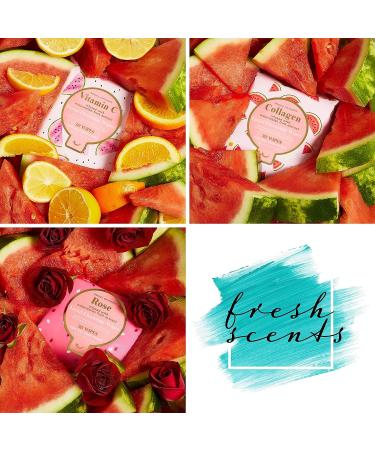 Beauty Concepts Watermelon Facial Cleansing Wipes with Aloe, Vitamin C, Collagen & Rose - Slice of Summer - Buy Online on GoSupps.com