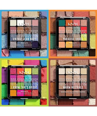 NYX Ultimate Shadow Palette - 16 Vibrant True-To-Pan Eyeshadow Shades - Metallics, Shimmers, Nudes - Vegan - Vintage Jean Baby - Buy Online on GoSupps.com