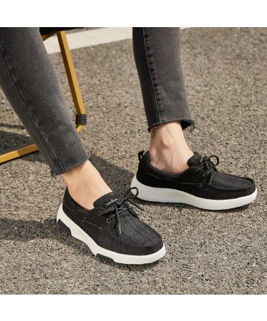 OrthoComfoot Women's Lace Up Boat Shoes - Arch Support for Plantar Fasciitis Relief - Comfortable Orthopedic Deck Loafers - Size 7 W1-Black - Buy Online on GoSupps.com