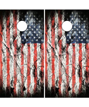 Distressed American Flag Patriotic Cornhole Board Wrap - Set of 2 | Weatherproof Vinyl Decal for Cornhole Game - 2' x 4' | Easy Application - Buy Online on GoSupps.com