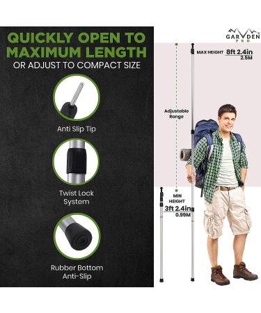 Adjustable Telescoping Tarp Poles - Lightweight Aluminum Rods for Tent Fly, Awning, Camping, Hiking - 4 Poles with Pegs & Ropes - Buy Online on GoSupps.com