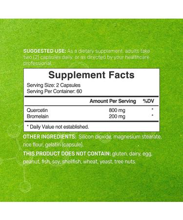 Quercetin 1000mg & Bromelain Formula | 120 Capsules | Immune Support Supplement - Buy Online on GoSupps.com