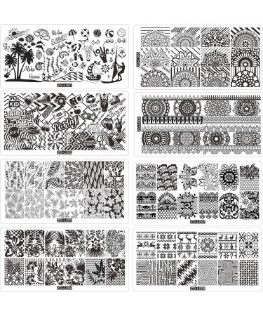 BeautyLeader 20 Pcs Nail Stamp Plates Set - Nail Art Stamping Plate Scraper Stamper Set with Leaves, Flowers, and Animal Designs in Storage Bag - Buy Online on GoSupps.com