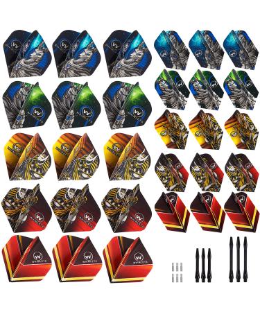 Whimlets Dart Flights and Accessories Kit - 30-Piece Professional Dart Flight Set with Standard/Slim Shape Darts Flights and Flights Protectors - Customizable Dart Accessories in 10 Unique Designs Slim/Standard Flights