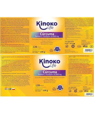 Buy Kurkuma 10000 mg Pure Curcumin - 120 Capsules | 95% Extract with Ginger Black Pepper & Boswellia for Joint Health | Highly Absorbing Anti-Inflammatory | International Shipping Available - Buy Online on GoSupps.com