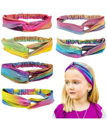 FROG SAC 6 PCS Mermaid Knotted Headbands For Girls  Little Girl Hair Accessories  Kids Knot Headwraps  Criss Cross Tie Dye Head Bands  Mermaid Headband Party Favors  Cute Turban Hairbands  Metallic Hair Bands Metallic Me...