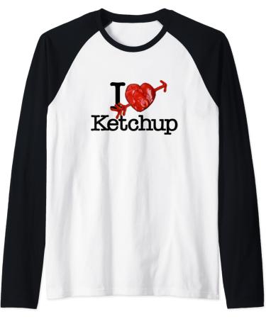 I Love Ketchup Gift Tomato Sauce Heart Raglan Baseball Tee - Buy Online on GoSupps.com