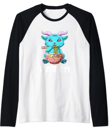 Anime Ramen Baphomet Raglan Baseball Tee