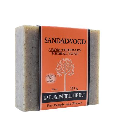 Plantlife Sandalwood Bar Soap - Moisturizing and Soothing Soap for Your Skin - Hand Crafted Using Plant-Based Ingredients - Made in California 4oz Bar 4 Ounce (Pack of 1)