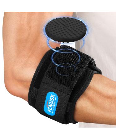 FCNUSX Elbow Brace for Tendonitis & Tennis Elbow, Arm Strap for Pain Relief with Compression Pad, Golfers Compression Sleeve for Men & Women One Size Black