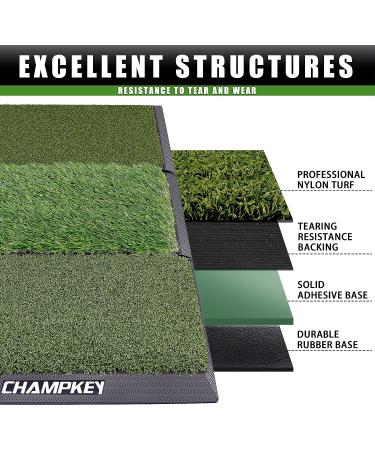 CHAMPKEY Professional Tri-Turf Golf Hitting Mat | Heavy Duty Rubber Backing | Indoor & Outdoor Practice Mat 16x24 PRO Version - Buy Online on GoSupps.com
