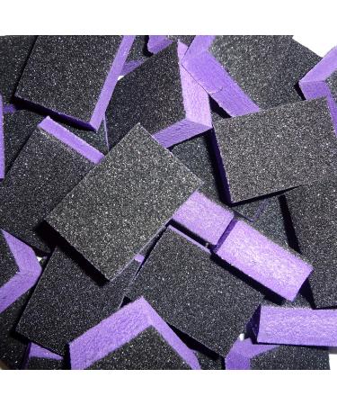 PrettyClaw | 40pc Mini Disposable Nail Buffer Blocks 80/80 Black Grit Purple Buffing Sanding Nail File 2 Sided
