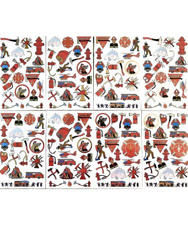 Firefighter Temporary Tattoos 152 Metallic Designs on 8 Sheets for Kids and Adults | Fireman Party Supplies by John & Judy - Buy Online on GoSupps.com
