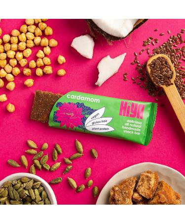 Hiya Snack Bars All Natural Vegan High Fibre Gluten Free Low GI Chickpea Based (Cardamom 15 bar box) Cardamom 15 bar box - Buy Online on GoSupps.com