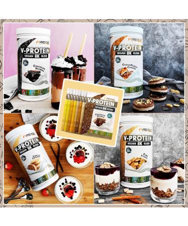 Vegan Protein Powder Sample Pack - 8 Flavors 8x30g Trial - 73-81% Plant-Based Protein | Tasty V-Protein Mix Box - Buy Online on GoSupps.com