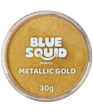 Blue Squid PRO Face Paint - Metallic Gold (30gm) Professional Water Based Single Cake Face & Body Paint Makeup Supplies for Adults Kids Halloween Facepaint SFX Water Activated Face Painting Non Toxic