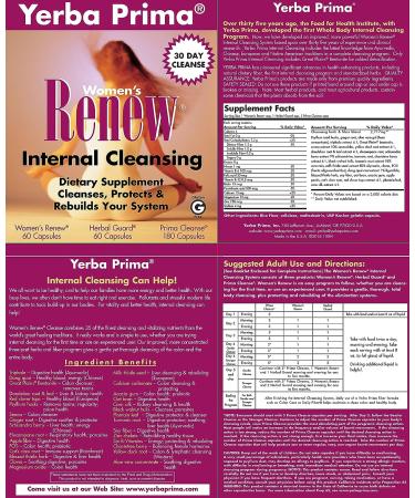 Yerba Prima Women's Renew Internal Cleansing Program - 30 Day Detox Cleanse Kit for Female Body - Buy Online on GoSupps.com