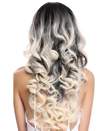 WIG ME UP ZM-1668-613R1B Ladies Wig - Extravagant Diva Curls Middle Parting Black Platinum Blonde Ombre Mix - Shop Now for International Shipping! - Buy Online on GoSupps.com
