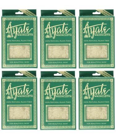 Ayate Washcloth, 100% Natural Agave Fiber, 1 washcloth (Pack of 6)