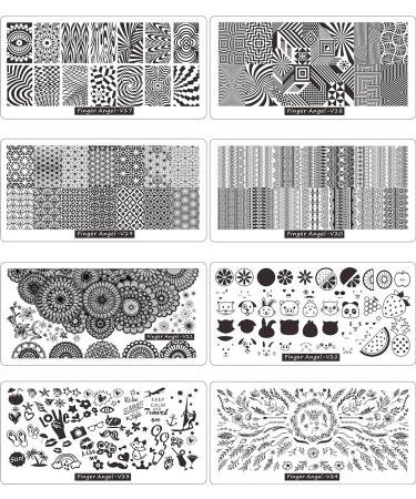 FingerAngel 16Pcs Nail Stamping Kit with 2 Stampers, 2 Scrapers, and Storage Bag - V17-32 Nail Stamping Plates Set - Buy Online on GoSupps.com