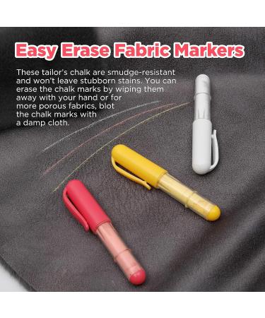 Fabric Chalk Markers - Red Yellow White 3 Pack for Quilting and Sewing - Dosing Wheel Technology - Compatible with Most Fabrics - Buy Online on GoSupps.com