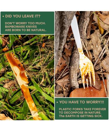 400 Bamboo Carbonized Forks - Biodegradable & Sanitized Disposable Cutlery - Buy Online on GoSupps.com
