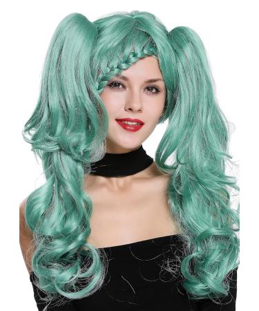 WIG ME UP ZM-1193-SK12 - Ladies Short Braided Wig for Cosplay & Lolita | Green with 2 Removable Long Braids - International Shipping Available - Buy Online on GoSupps.com