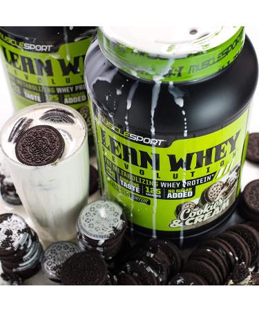 MuscleSport Lean Whey Revolutionâ¢  Whey Protein Isolate with Hydrolyzed Whey - Low Calorie  Low Carb  Low Fat  Incredible Flavors - 25g Protein per Scoop (2lb  Cookies N Cream) 2 Pound (Pack of 1) Cookies N Cream - Buy Online on GoSupps.com