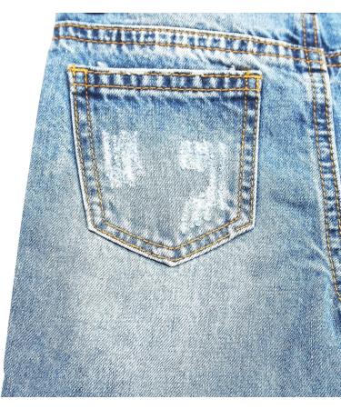 KIDSCOOL SPACE Little Boys Jeans | Elastic Band | Straight Fit | Ripped Denim | 5-6 Years | Blue-6014 - Buy Online on GoSupps.com