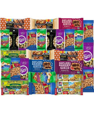 Healthy Care Package: Bars & Nuts Variety Gift Box (30 Count) - Perfect for Kids, Adults, College Students - Ideal Present for Boys and Girls - Buy Online on GoSupps.com