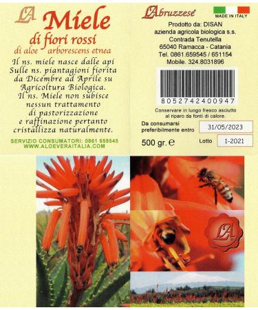 Fresh Aloe Arborescens ETNEA Leaves 1 kg whole with 500 g jar of honey for recipe preparation Padre Zago Organic product production Sicily Sicily Italy - Buy Online on GoSupps.com