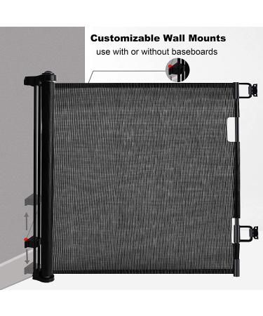 Retractable Baby Gate Dog Gate - Wiscky Extra Wide Safety Gates 33" Tall  Extends to 59" Wide  Easy to Roll and Latch Dogs Gate for Doorways  Stairs  Hallways  Deck  Banisters Indoor/Outdoor (Black) 33x59 Inch Black - Buy Online on GoSupps.com