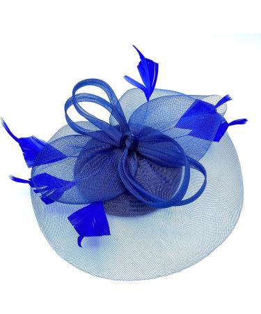 Ladies Royal Blue Feather Fascinator Clip/Headband Weddings Races Royal Ascot Hair Piece - Buy Online on GoSupps.com