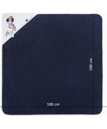 Be Mammy Dark Blue Bear Hooded Baby Towel - 100cm x 100cm Cotton Oeko-Tex Standard 100 - Perfect for Newborns & Toddlers - International Shipping Available - Buy Online on GoSupps.com