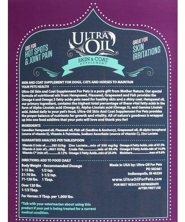 Ultra Oil Skin and Coat Supplement for Dogs & Cats | Hemp Seed, Flaxseed, Grape Seed & Fish Oil | Relief from Dry Itchy Skin, Dandruff, Allergies | 32oz - Buy Online on GoSupps.com