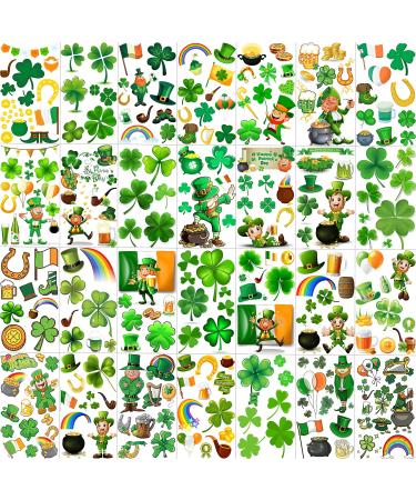 JOEHAPY 229+ PCS St. Patrick's Day Tattoo Stickers For Kids Men Women  Saint St Patricks Day Temporary Tattoos Adult  28 Sheets Green Shamrock Tattoos Irish Party Favor Supply Lucky Four Leaf Clover