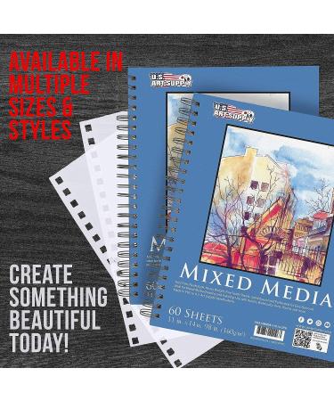 U.S. Art Supply Mixed Media Paper Pad Sketchbook 11x14 2 Pack - 60 Sheets, Spiral-Bound, Acid-Free - Ideal for Artist Sketching, Drawing, Painting - Watercolor, Acrylic, 98lb (160gsm) - Buy Online on GoSupps.com