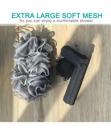 2PACK Bamboo Charcoal Exfoliating Loofah Bath Back Brush - Long Handle for Men and Women - Shower Body Scrubber - Buy Online on GoSupps.com