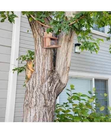 Relaxdays Squirrel Feeder - FSC-Certified Natural Wood, Folding Roof, Ventilation Holes - Hanging Feeding Station - Buy Online on GoSupps.com