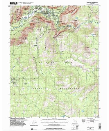 YellowMaps Half Dome CA topo map, 1:24000 Scale, 7.5 X 7.5 Minute, Historical, 1997, Updated 2002, 26.8 x 21.5 in Regular Paper