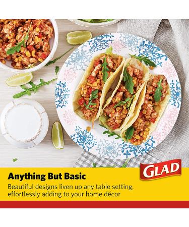 50 Count Pink Hydrangea Glad Round Disposable Paper Plates - 8.5 Inch Diameter Heavy Duty Plates for All Occasions - Buy Online on GoSupps.com