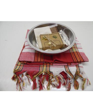 IGD Turkish Bath and Hamam Set Peshtamal Pestamal (Red)