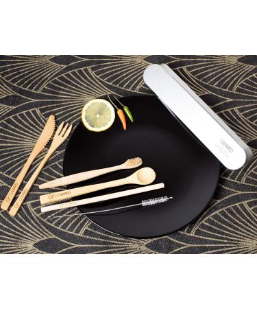 C4wrd Reusable 6-Piece Bamboo Cutlery Set in Metal Tin | Eco-Friendly Travel Utensils for On-the-Go Dining - Buy Online on GoSupps.com