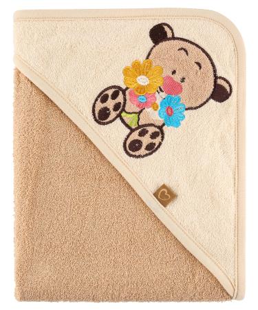 Be Mammy hooded baby towel made of cotton Oeko-Tex Standard 100 100cm x 100cm BE20-240-BBL (Beige - Bear) - Buy Online on GoSupps.com