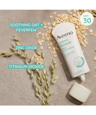 Aveeno Calm + Restore Daily Moisturizer Mineral Sunscreen with Broad Spectrum SPF 30 Lightweight All Day Moisture + UVA/UVB Sun Protection for Sensitive Skin Fragrance Free 1.7 fl. Oz | Mineral Sunscreen Lightweight Al  - Buy Online on GoSupps.com