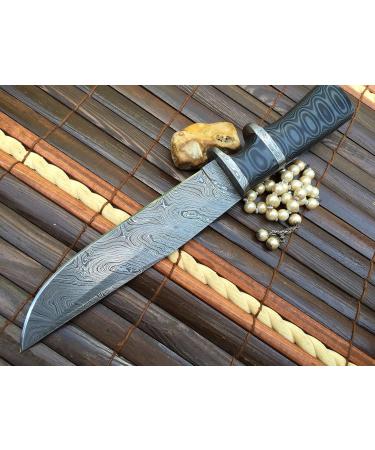 Perkin Bowie Damascus Hunting Knife with Sheath - Premium Quality International Shipping - Buy Online on GoSupps.com