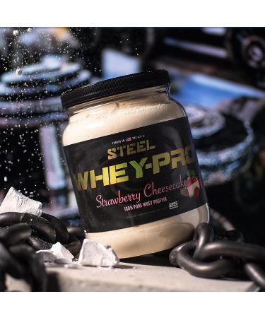 Steel Supplements Whey-Pro Strawberry Cheesecake Protein Powder | Muscle Gain & Recovery | Gluten Free | Non-GMO | 25 Servings - Buy Online on GoSupps.com