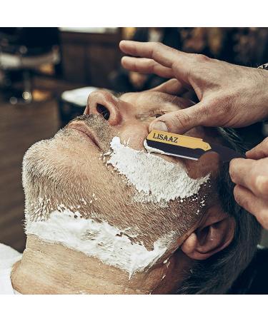 Lisaaz Straight Razor - 5 Blades Black Classic Shaving Razors for Men - Professional Finish Stainless Steel Razor Blades - Quality Navajas para Barbero - 4.8 Inch Gold Clip - Buy Online on GoSupps.com
